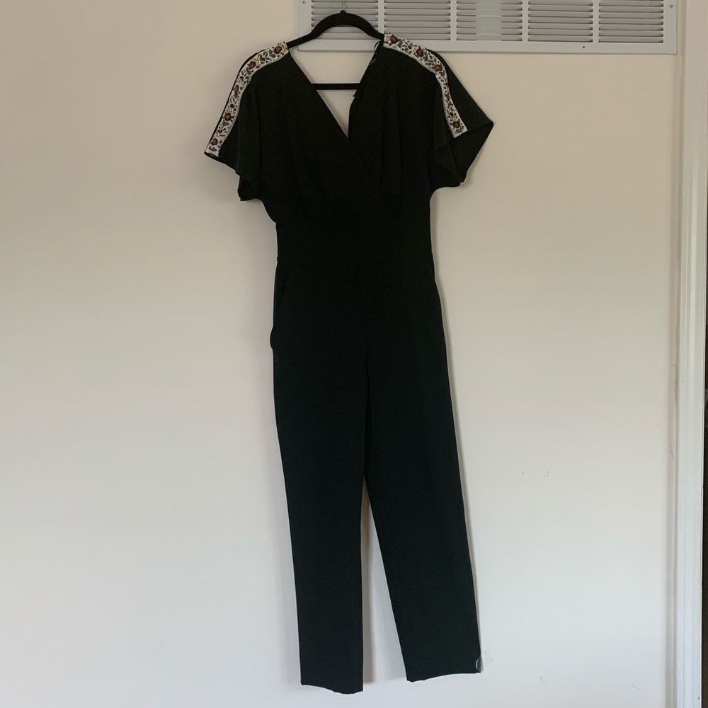 ZARA black jumpsuit with embroidered detailing